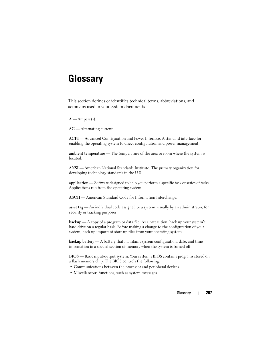 Glossary | Dell PowerEdge T605 User Manual | Page 207 / 230