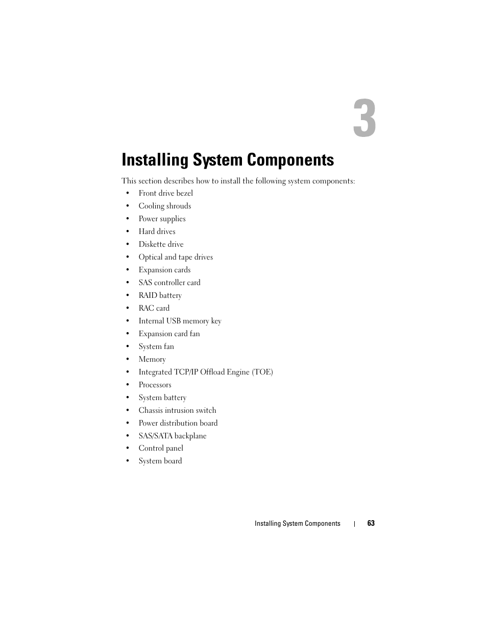 Installing system components | Dell PowerEdge T605 User Manual | Page 63 / 230