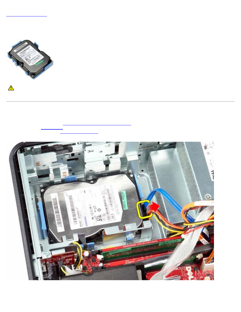 Primary hard drive, Removing the primary hard drive | Dell OptiPlex 780 User Manual | Page 24 / 80