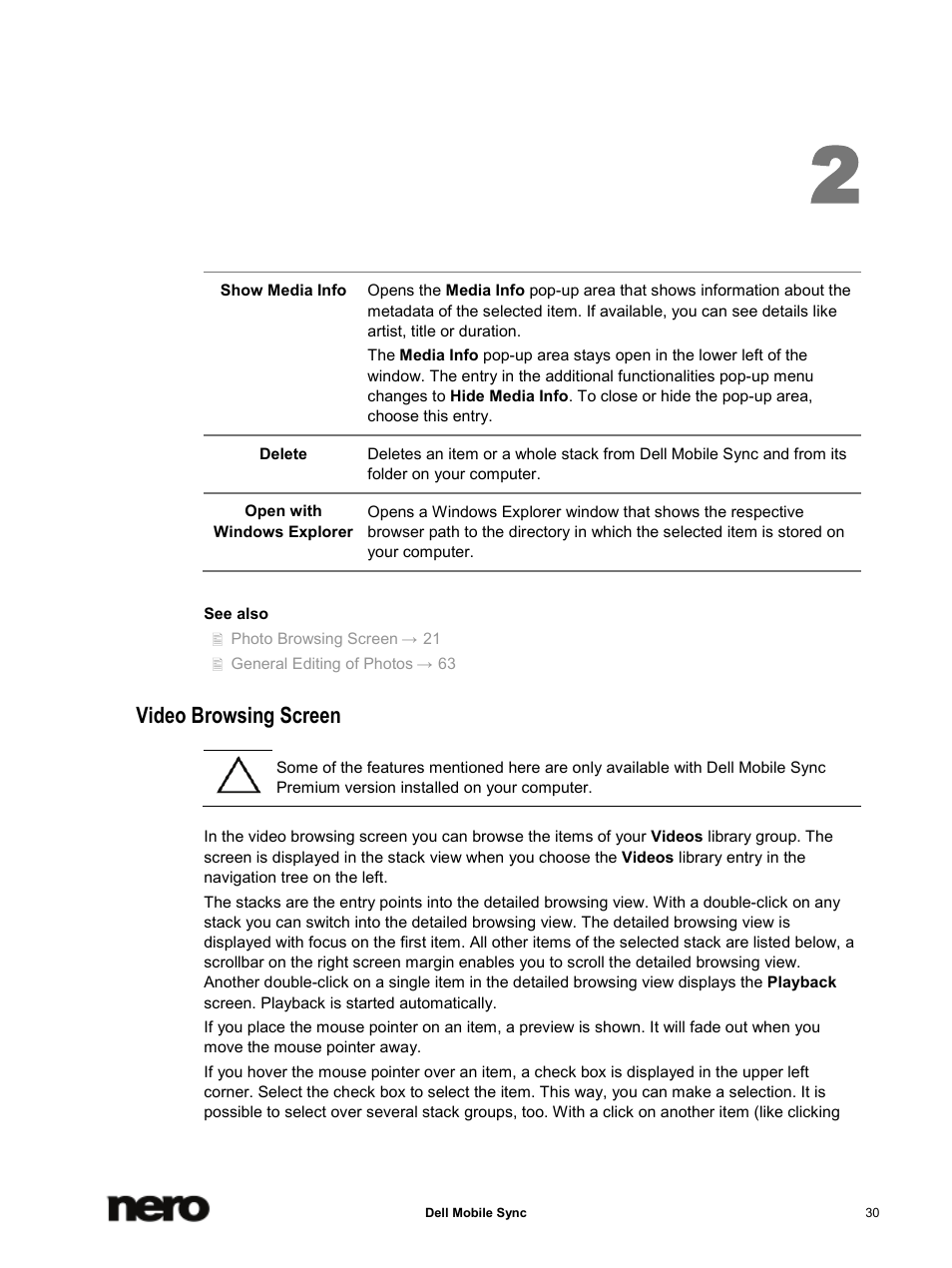 Video browsing screen, Video browsing screen → 30 | Dell Mobile Venue User Manual | Page 30 / 75