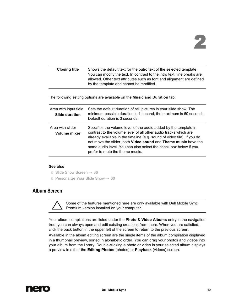 Album screen, Album screen → 40 | Dell Mobile Venue User Manual | Page 40 / 75