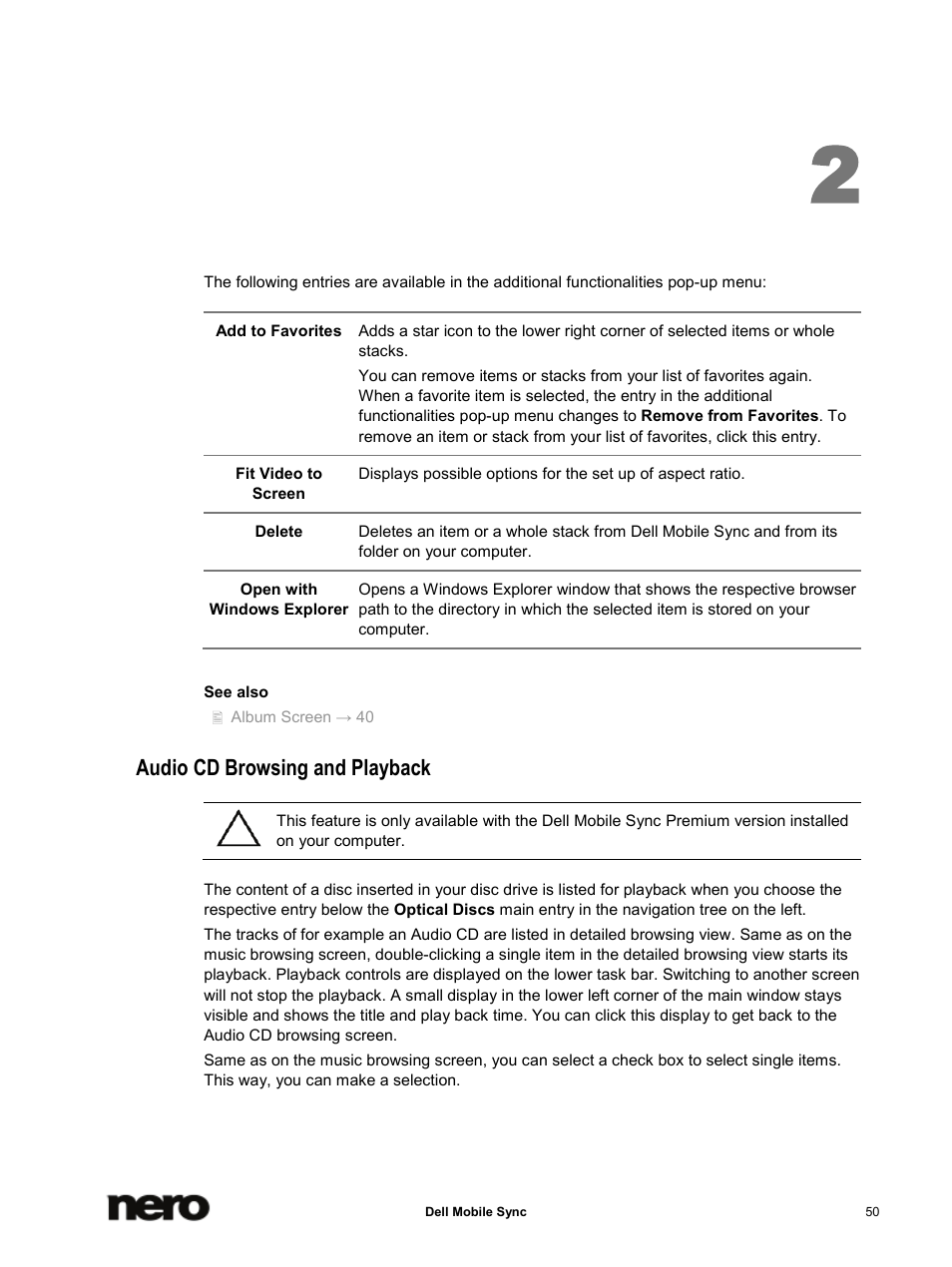 Audio cd browsing and playback, Audio cd browsing and playback → 50 | Dell Mobile Venue User Manual | Page 50 / 75