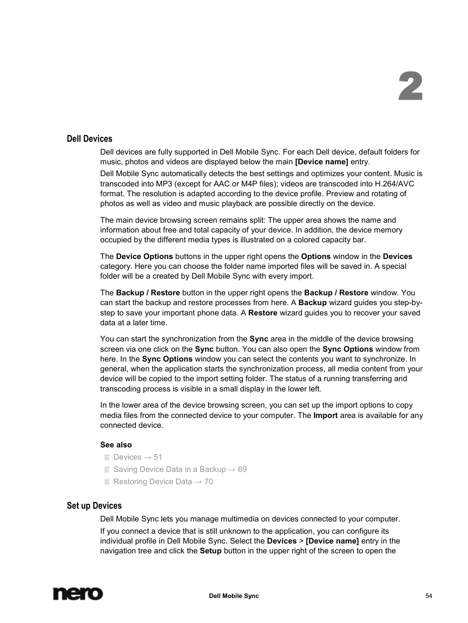 Dell devices, Set up devices, Dell devices → 54 | Set up devices → 54 | Dell Mobile Venue User Manual | Page 54 / 75