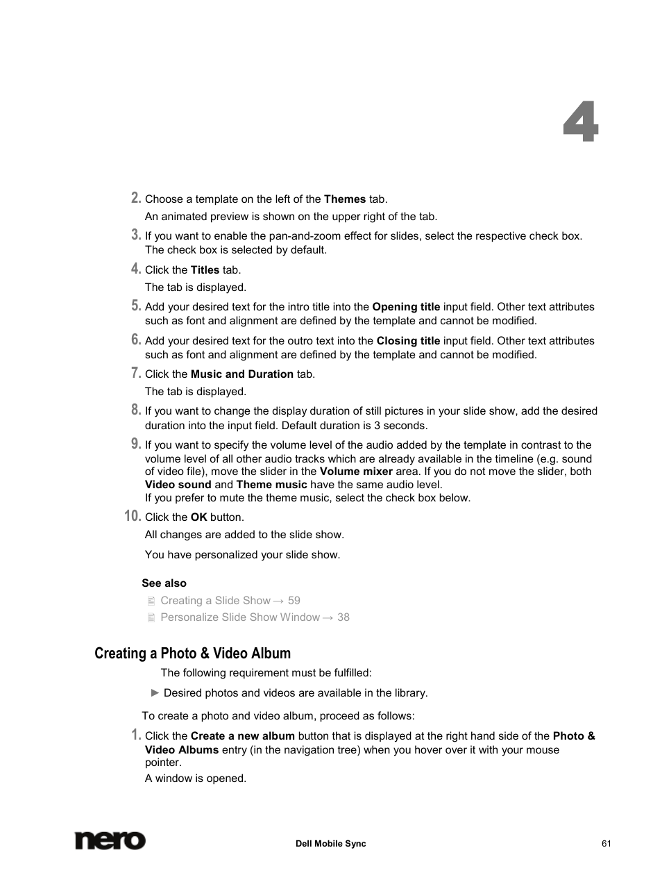 Creating a photo & video album | Dell Mobile Venue User Manual | Page 61 / 75