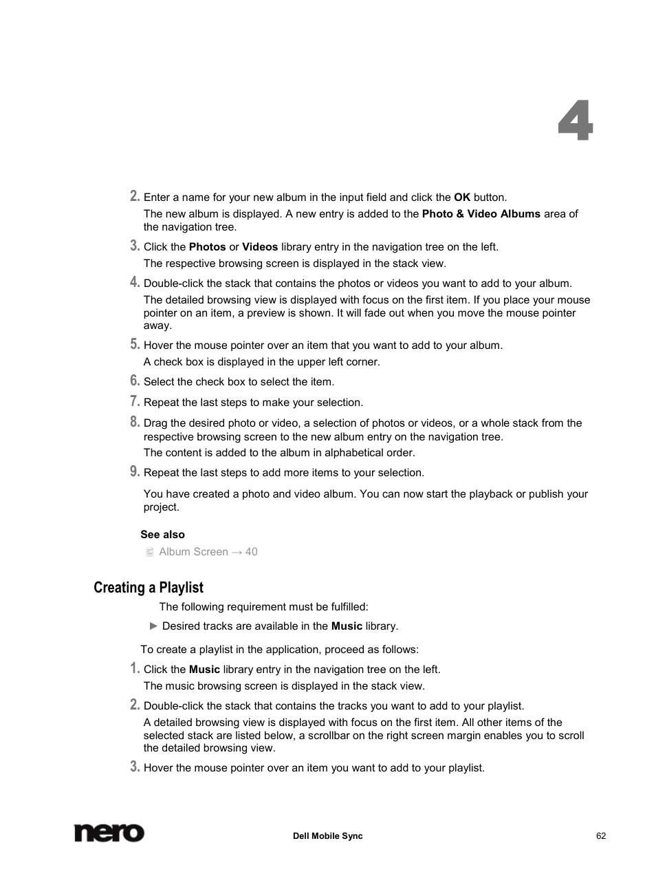 Creating a playlist | Dell Mobile Venue User Manual | Page 62 / 75