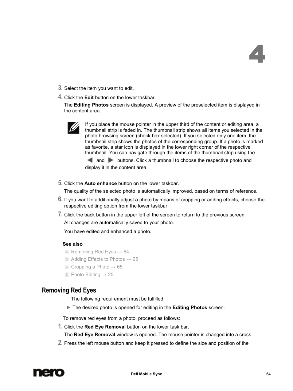Removing red eyes | Dell Mobile Venue User Manual | Page 64 / 75