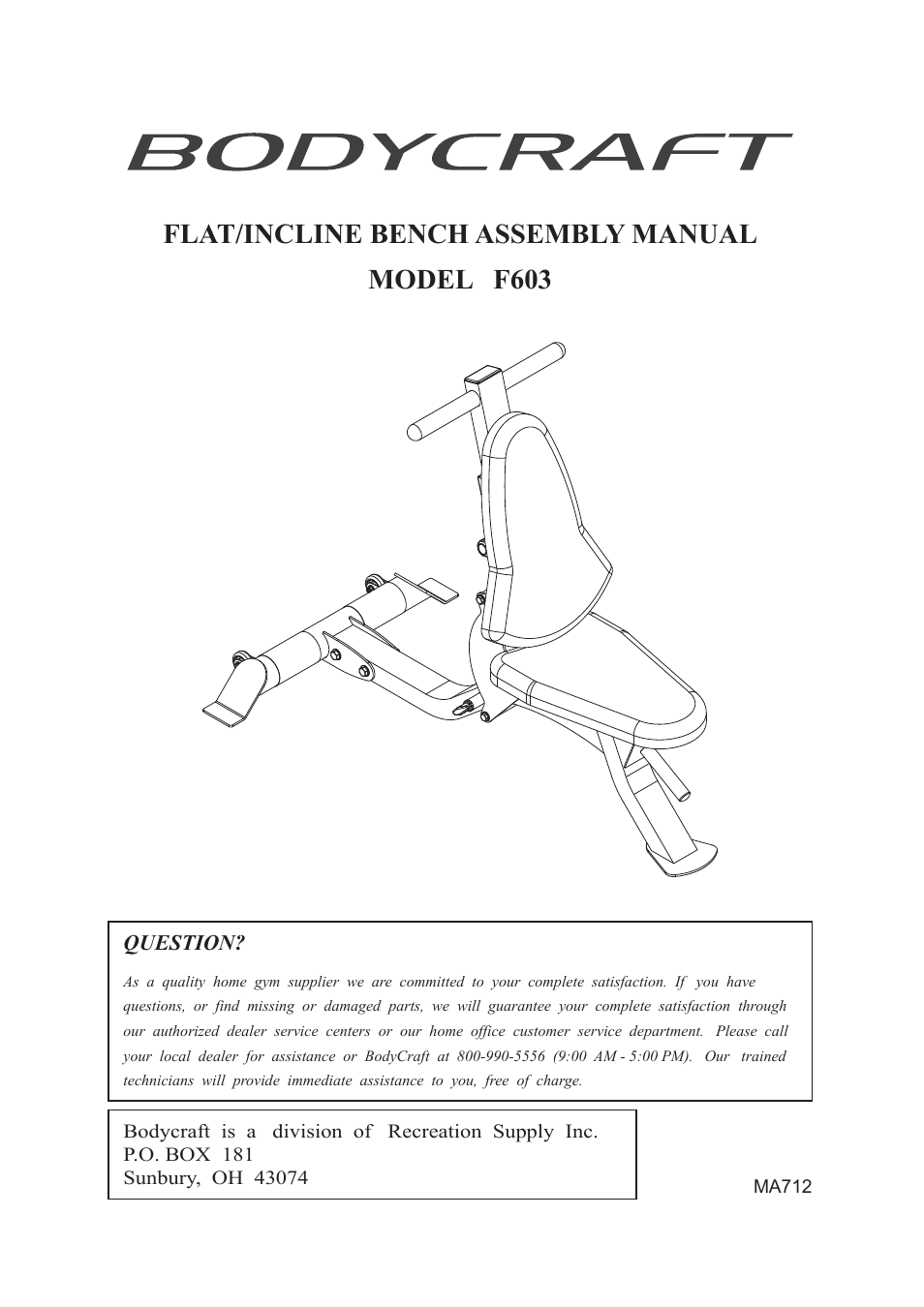 BodyCraft F603 User Manual | 7 pages