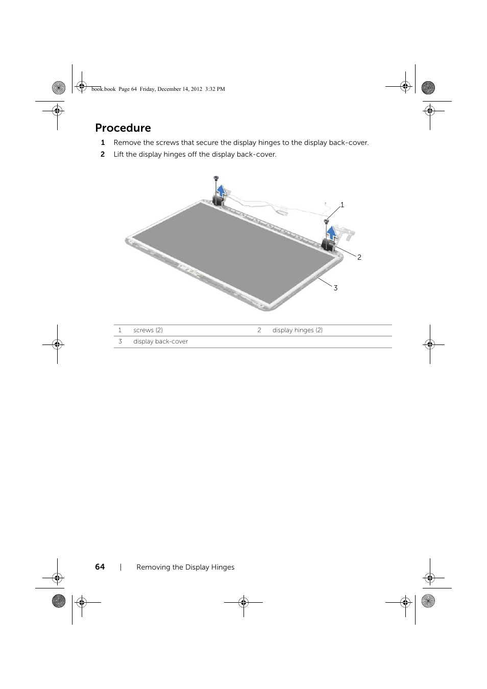 Procedure | Dell Inspiron 17R (Early 2013) User Manual | Page 64 / 76
