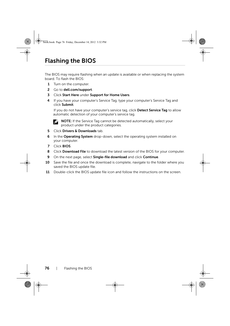 Flashing the bios | Dell Inspiron 17R (Early 2013) User Manual | Page 76 / 76
