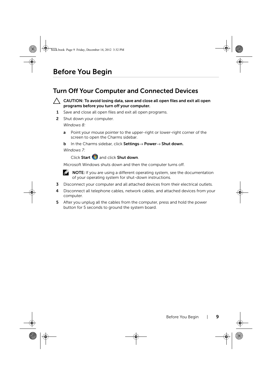 Before you begin, Turn off your computer and connected devices | Dell Inspiron 17R (Early 2013) User Manual | Page 9 / 76