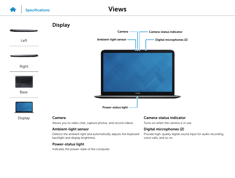 Display, Views | Dell XPS 13 (9333, Late 2013) User Manual | Page 5 / 20