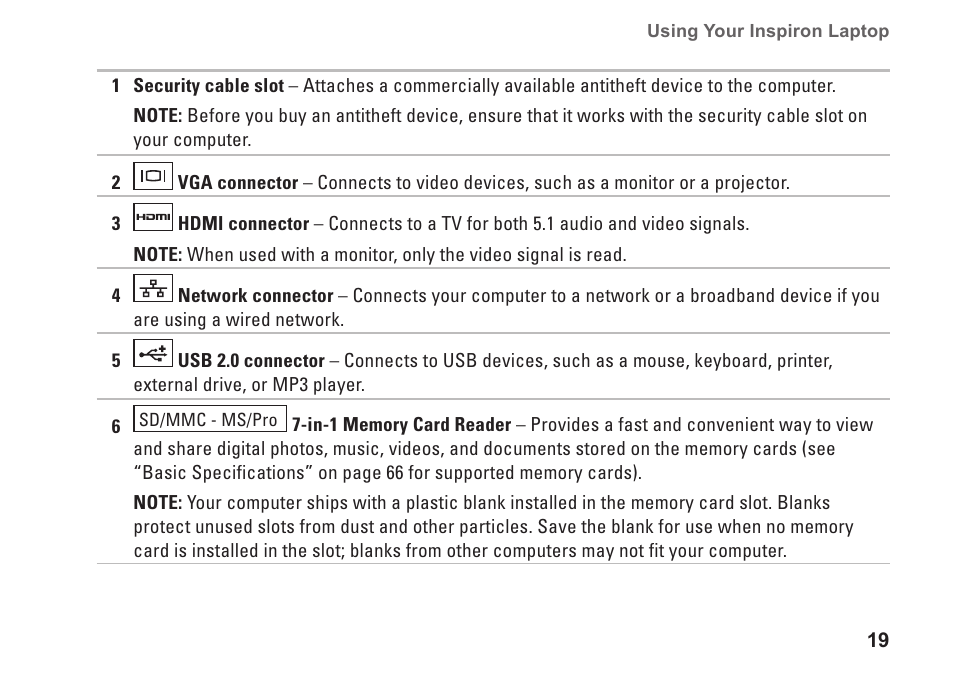Dell Inspiron 15z (1570, Mid 2009) User Manual | Page 21 / 80