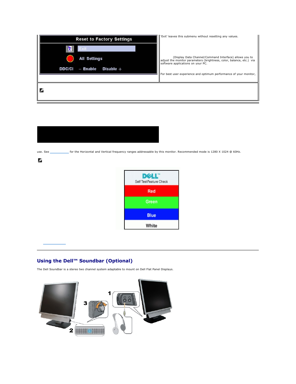 Using the dell™ soundbar (optional), Osd warning messages | Dell SE197FP Monitor User Manual | Page 23 / 29