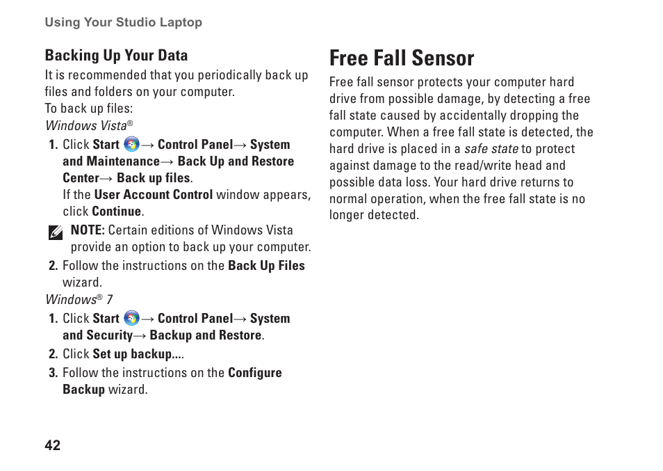 Free fall sensor | Dell Studio 1457 (Late 2009) User Manual | Page 44 / 94