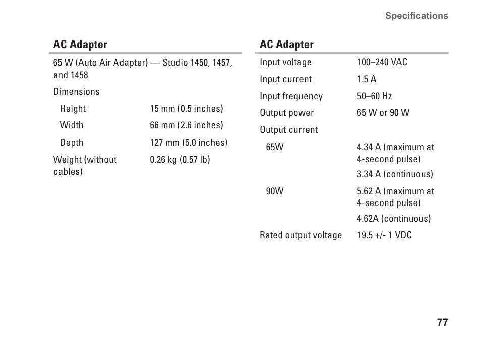Dell Studio 1457 (Late 2009) User Manual | Page 79 / 94