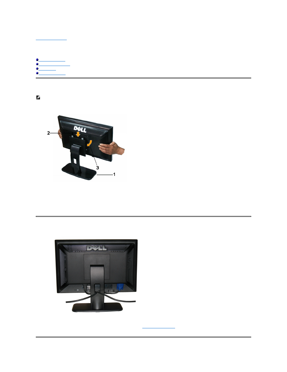 Using your monitor stand, Attaching the stand, Organizing your cables | Dell SE178WFP Monitor User Manual | Page 21 / 22