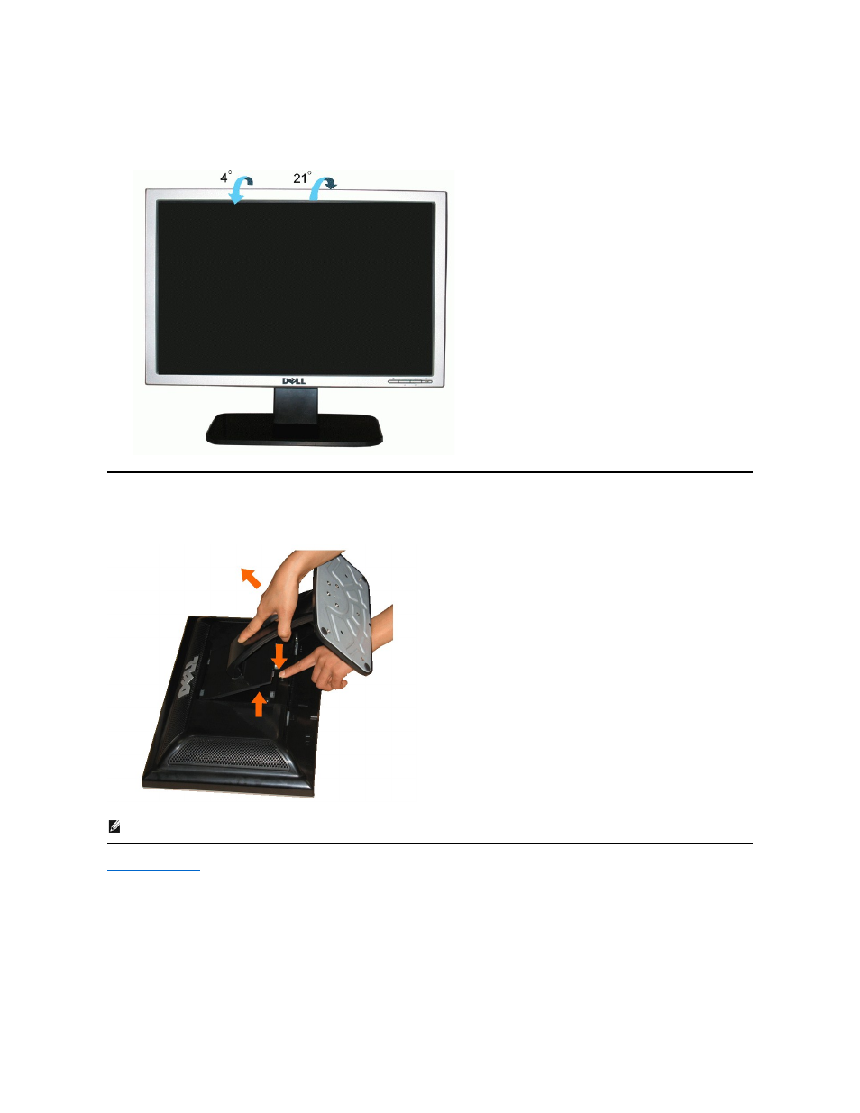 Using the tilt, Removing the stand | Dell SE178WFP Monitor User Manual | Page 22 / 22