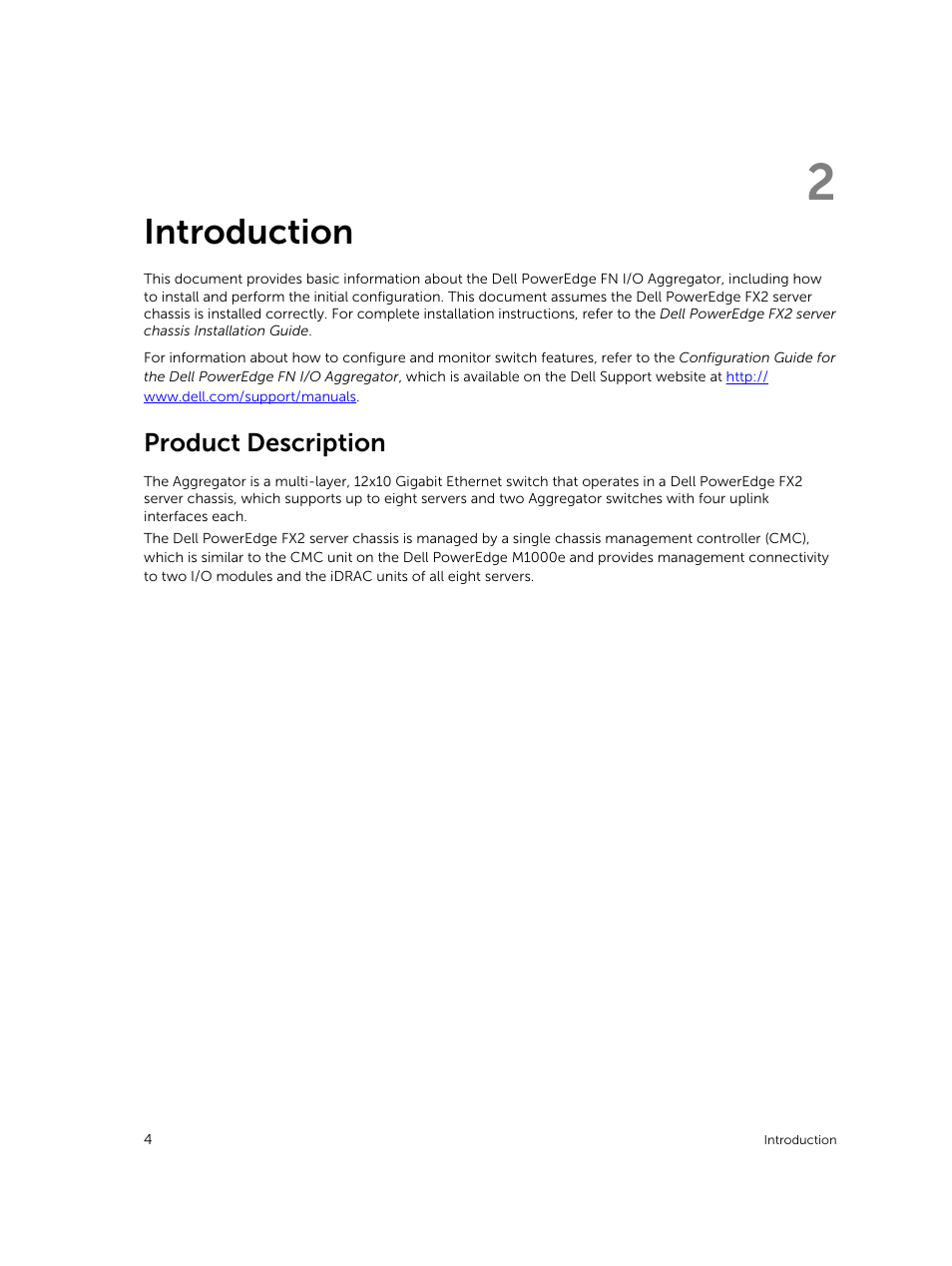 Introduction, Product description | Dell PowerEdge FX2/FX2s User Manual | Page 4 / 13