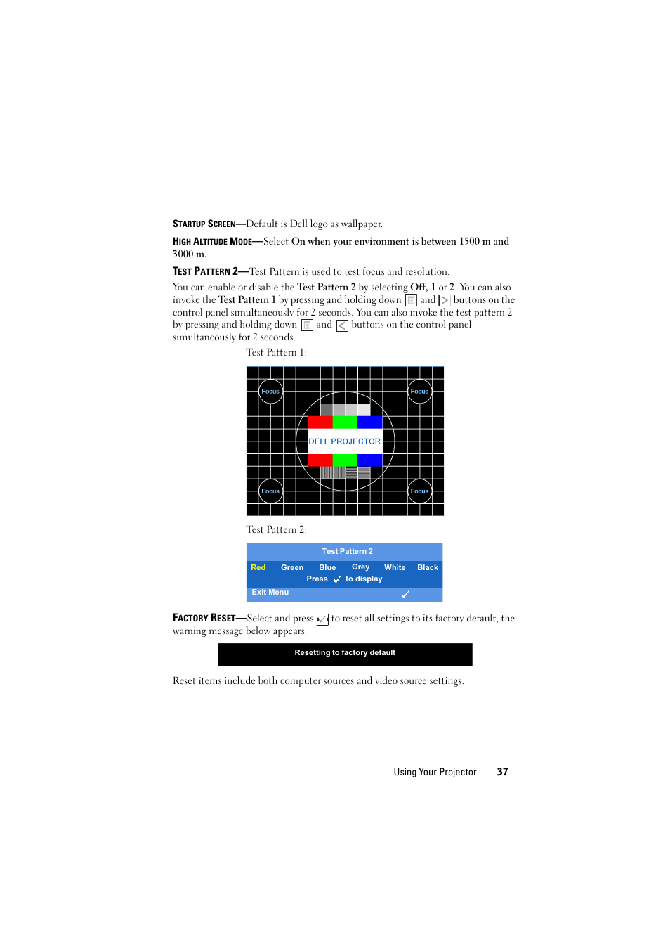 Dell 1430X Projector User Manual | Page 37 / 63