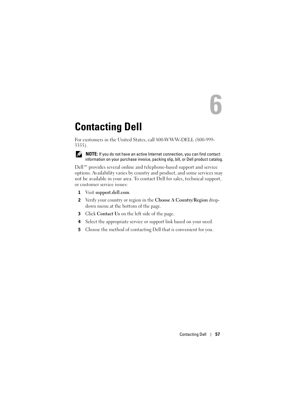 Contacting dell | Dell 1430X Projector User Manual | Page 57 / 63