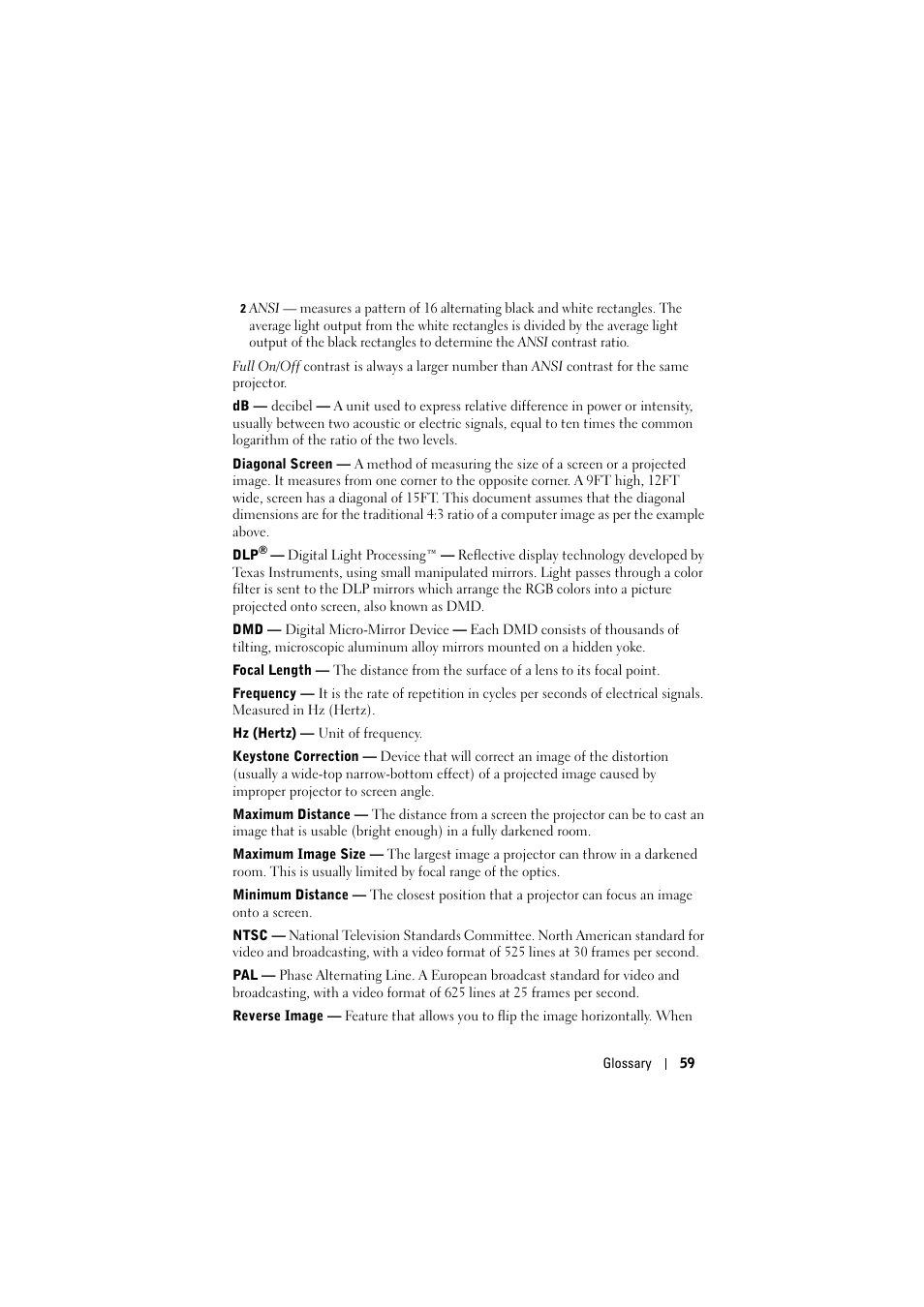 Dell 1430X Projector User Manual | Page 59 / 63