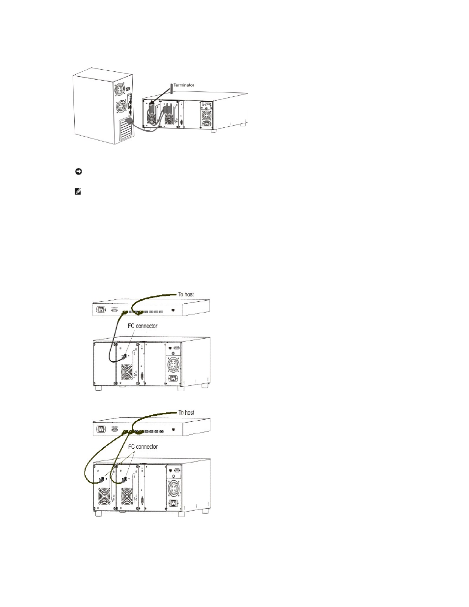 Connecting to fibre drives, Connecting the power cable | Dell PowerVault 132T LTO/SDLT (Tape Library) User Manual | Page 16 / 89