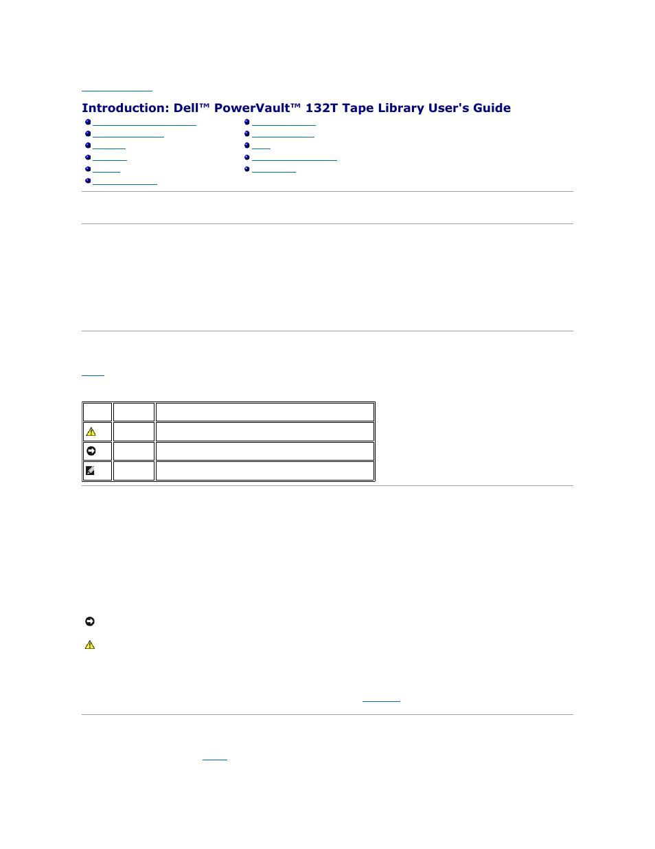 Other documents you might need, Explanation of symbols, Assistance | Description, Dell support | Dell PowerVault 132T LTO/SDLT (Tape Library) User Manual | Page 27 / 89