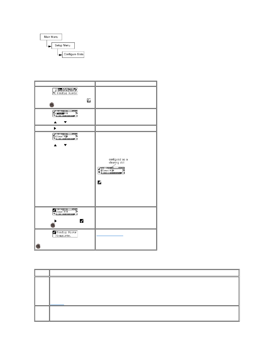 Configure cleaning slots, Will be reduced. see, Configure cleaning | Slots, For more information | Dell PowerVault 132T LTO/SDLT (Tape Library) User Manual | Page 40 / 89