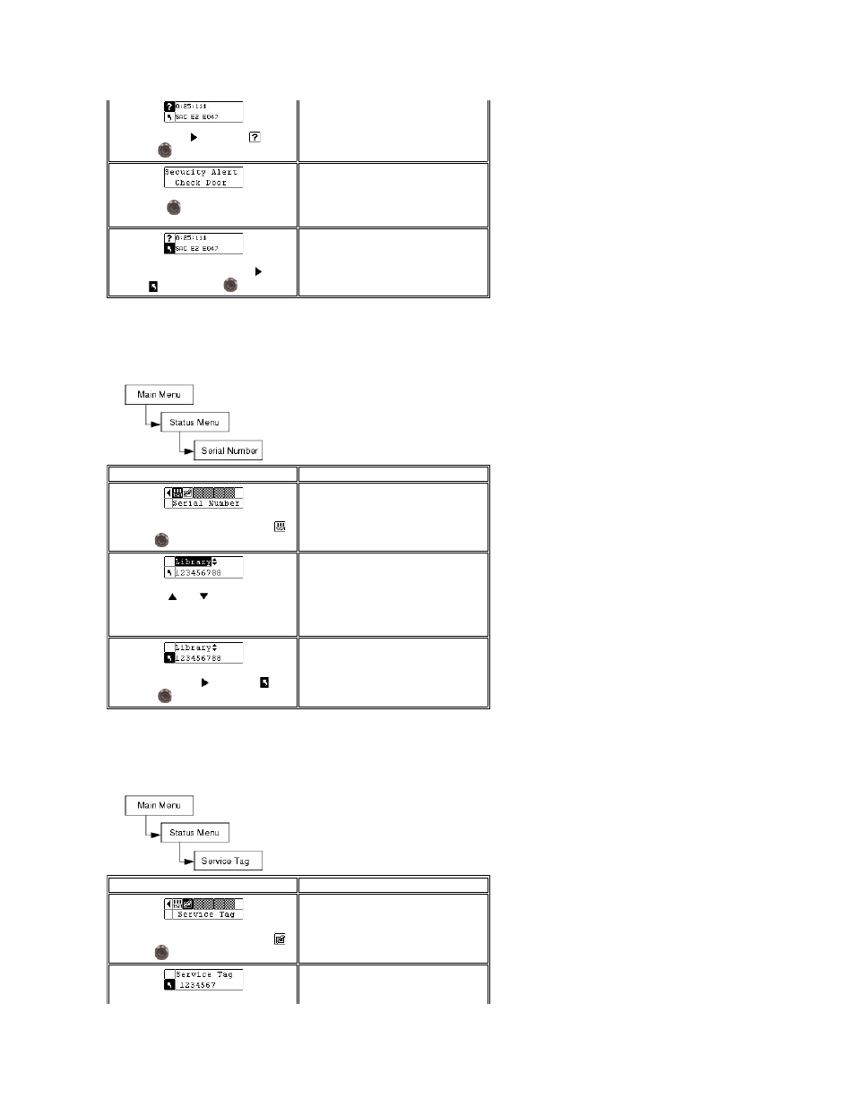 Display serial number, Display service tag | Dell PowerVault 132T LTO/SDLT (Tape Library) User Manual | Page 64 / 89