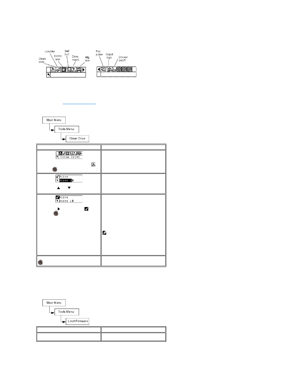 Clean a drive, Load firmware, Cleaning a drive | Dell PowerVault 132T LTO/SDLT (Tape Library) User Manual | Page 66 / 89