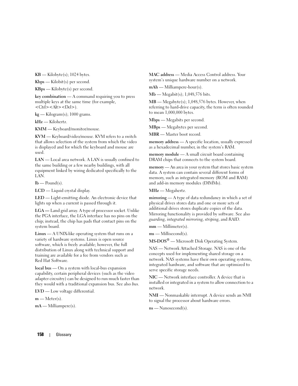 Dell PowerEdge 6950 User Manual | Page 158 / 166