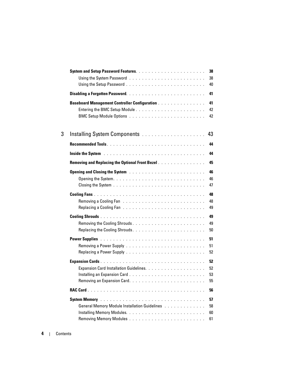 3installing system components | Dell PowerEdge 6950 User Manual | Page 4 / 166