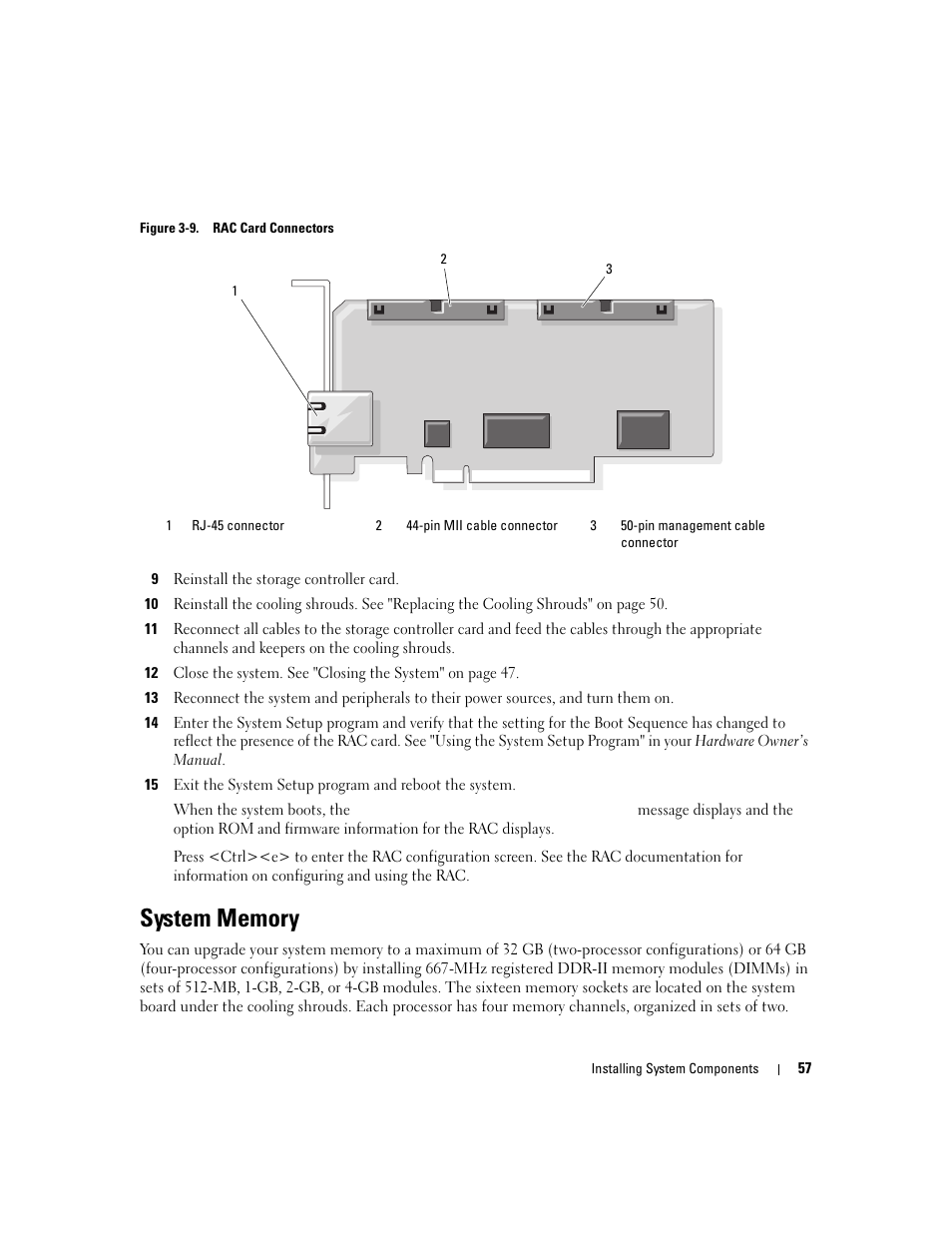 System memory, Figure 3-9, D (see figure 3-9), and to | Dell PowerEdge 6950 User Manual | Page 57 / 166