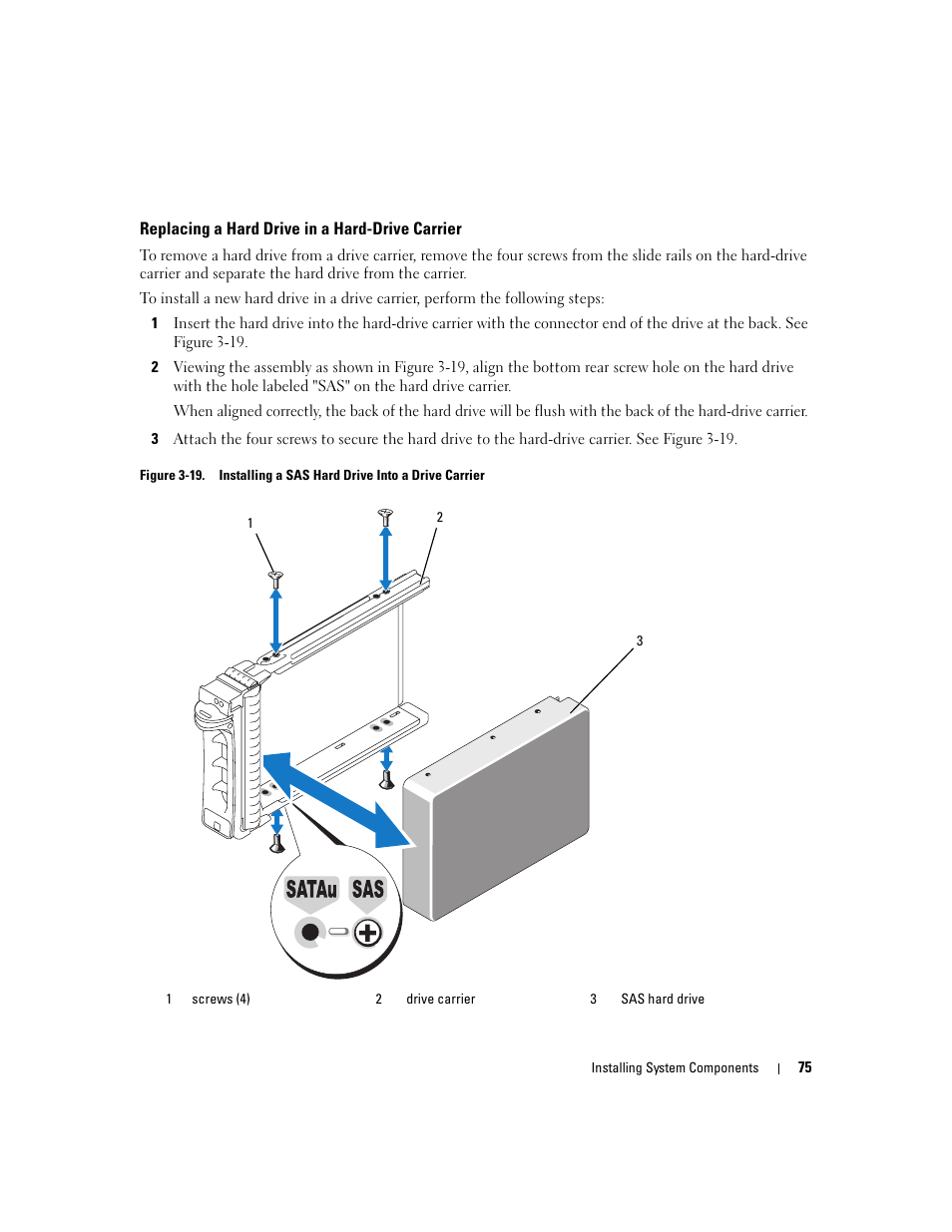 Replacing a hard drive in a hard-drive carrier | Dell PowerEdge 6950 User Manual | Page 75 / 166