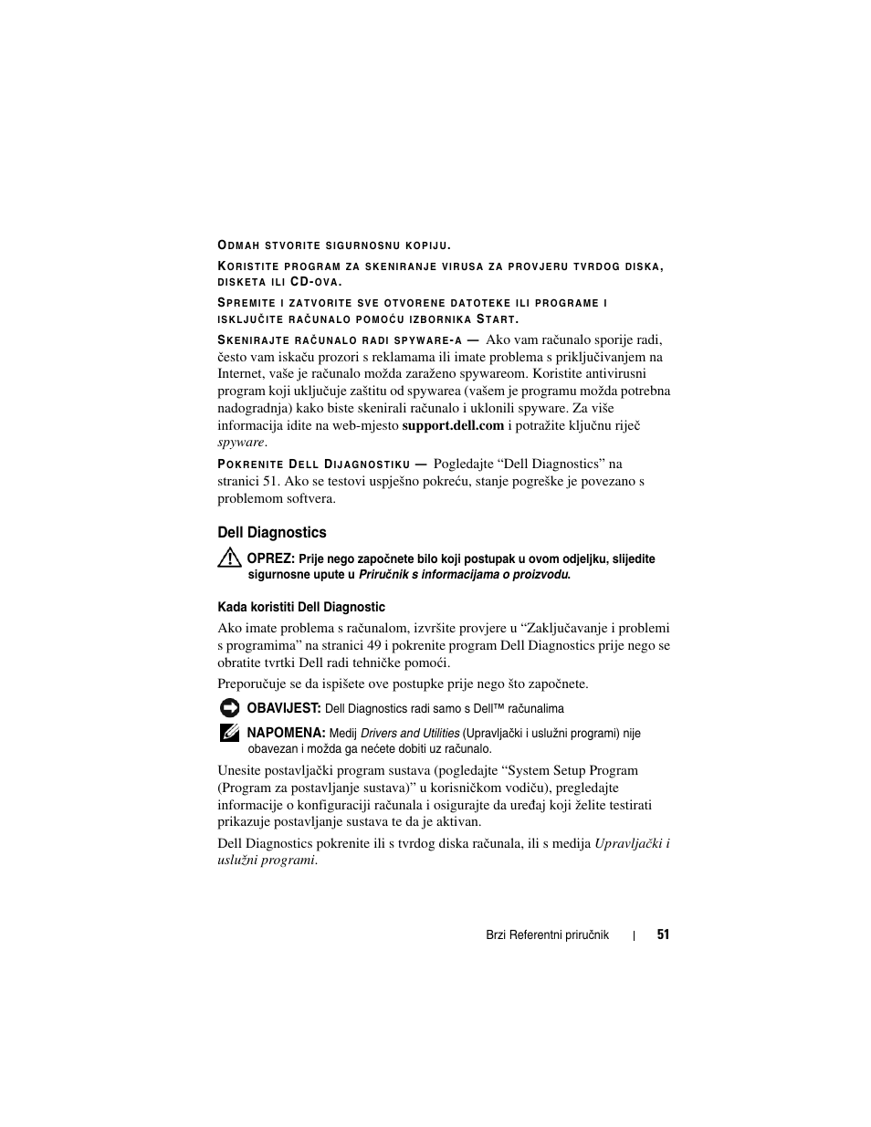 Dell diagnostics | Dell Precision M2300 (Late 2007) User Manual | Page 51 / 244