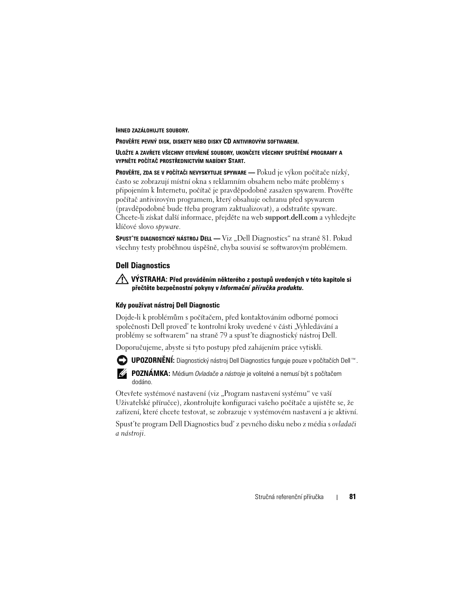 Dell diagnostics | Dell Precision M2300 (Late 2007) User Manual | Page 81 / 244