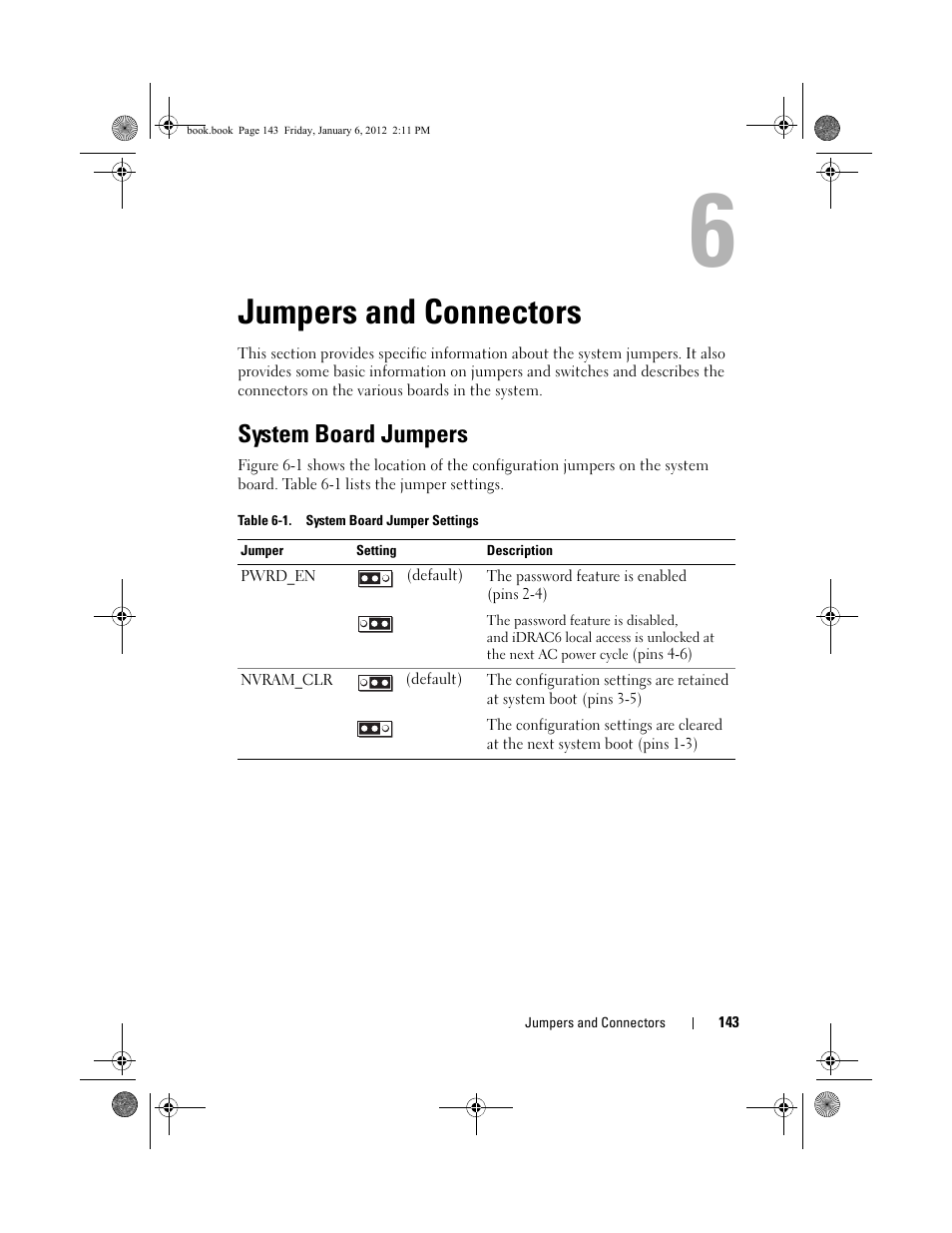Jumpers and connectors, System board jumpers | Dell DR4000 User Manual | Page 143 / 156