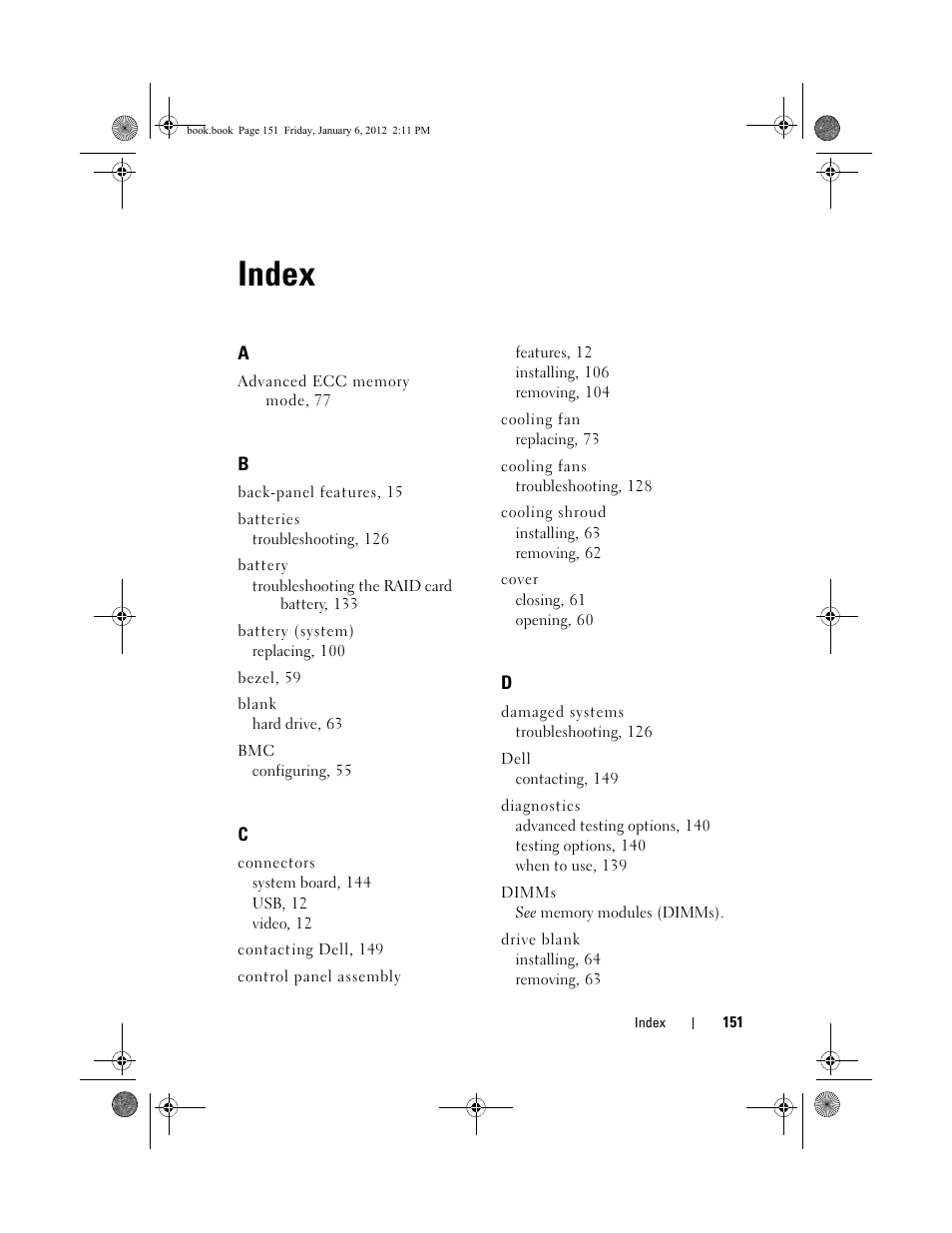 Index | Dell DR4000 User Manual | Page 151 / 156
