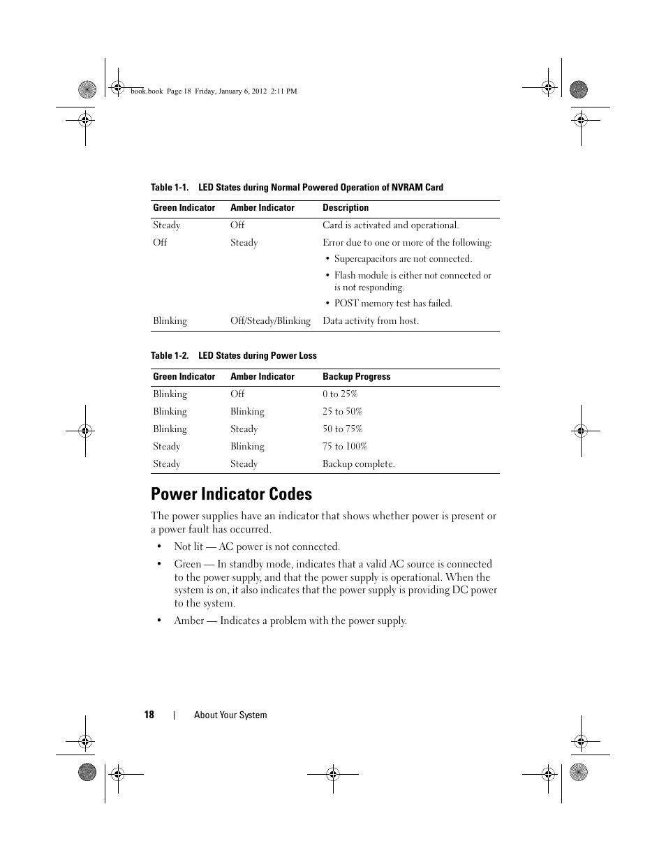 Power indicator codes | Dell DR4000 User Manual | Page 18 / 156
