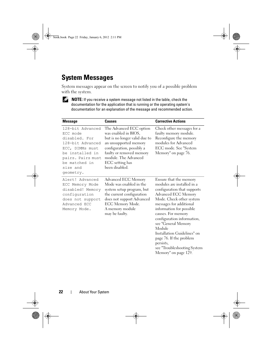 System messages | Dell DR4000 User Manual | Page 22 / 156