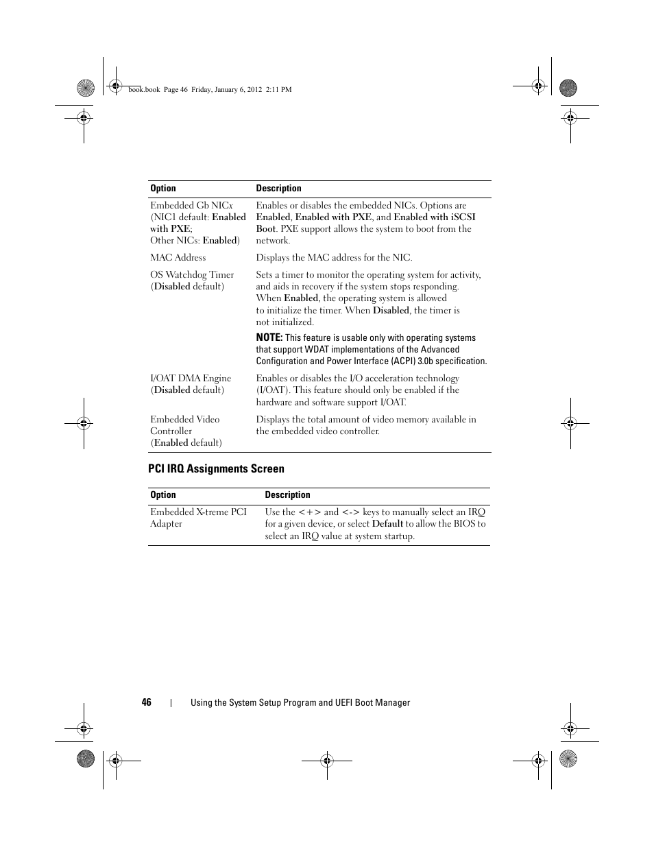 Pci irq assignments screen | Dell DR4000 User Manual | Page 46 / 156