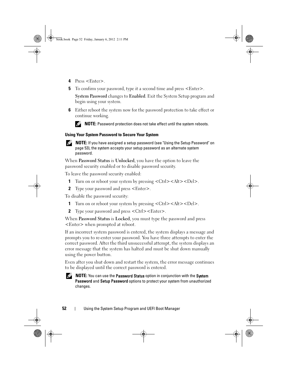 Using your system password to secure your system | Dell DR4000 User Manual | Page 52 / 156