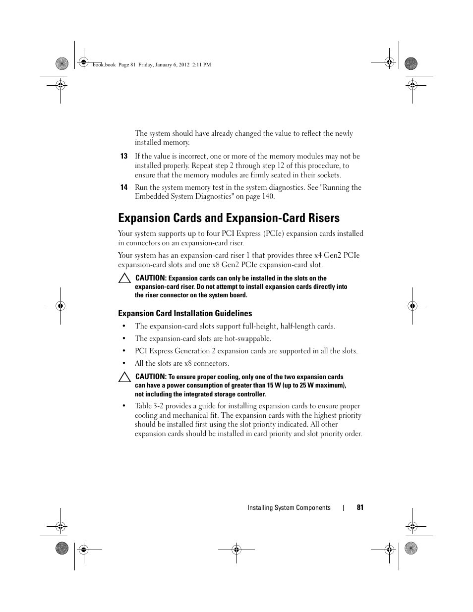 Expansion cards and expansion-card risers, Expansion card installation guidelines | Dell DR4000 User Manual | Page 81 / 156