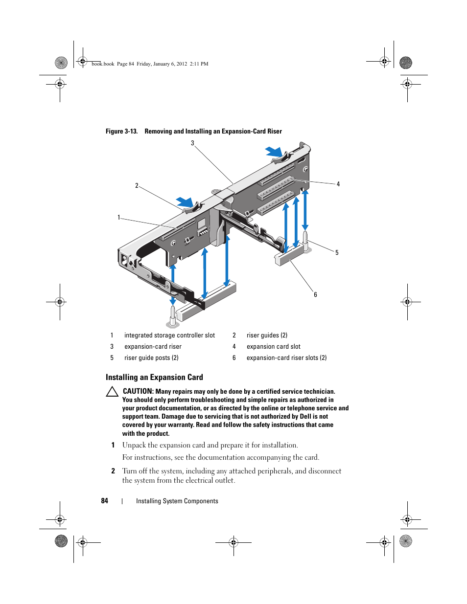 Installing an expansion card | Dell DR4000 User Manual | Page 84 / 156