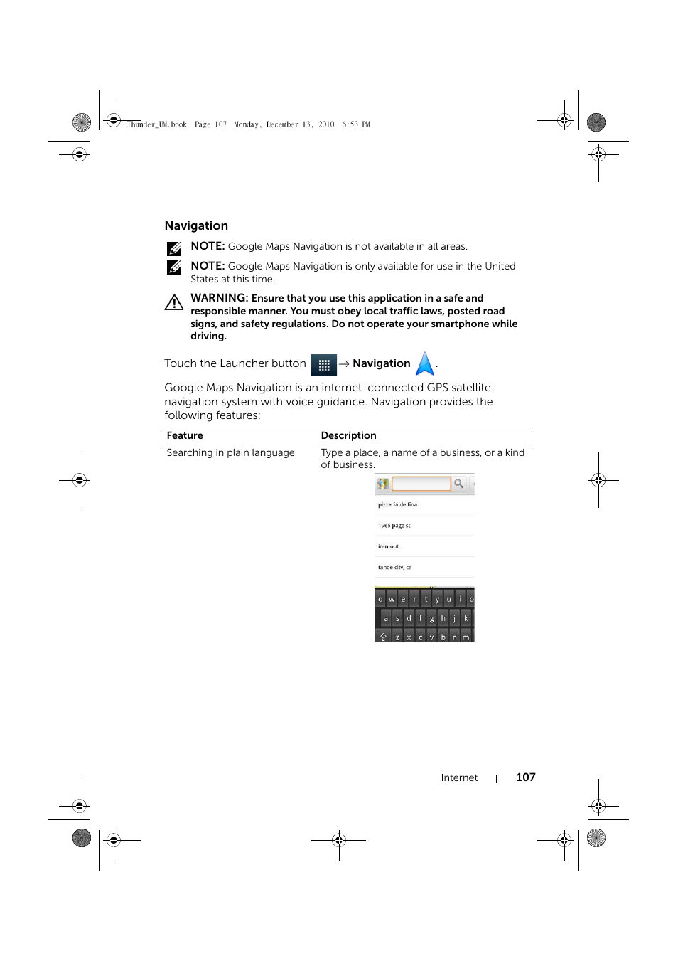 Navigation | Dell Mobile Venue User Manual | Page 107 / 161