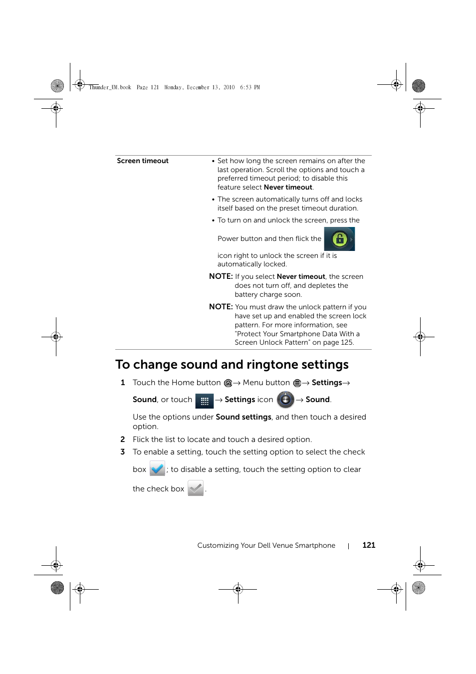 To change sound and ringtone settings | Dell Mobile Venue User Manual | Page 121 / 161