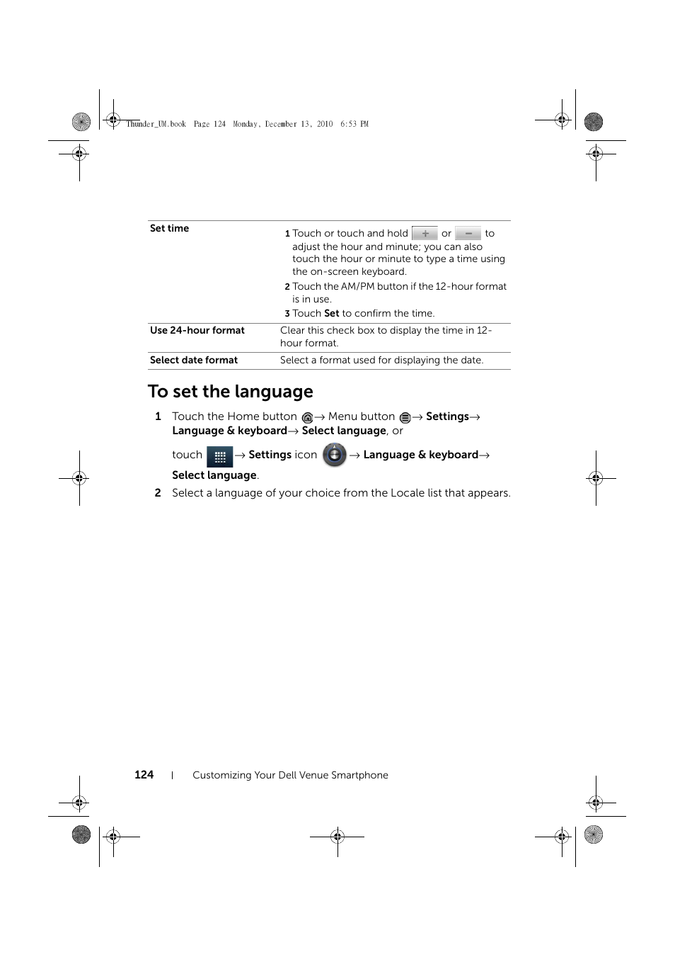 To set the language | Dell Mobile Venue User Manual | Page 124 / 161