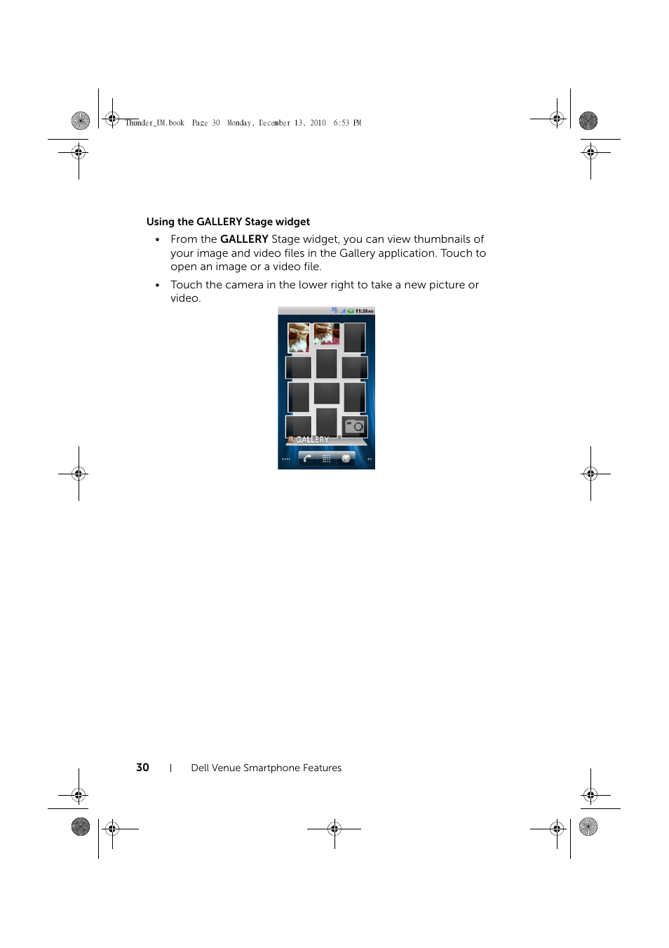 Using the gallery stage widget | Dell Mobile Venue User Manual | Page 30 / 161