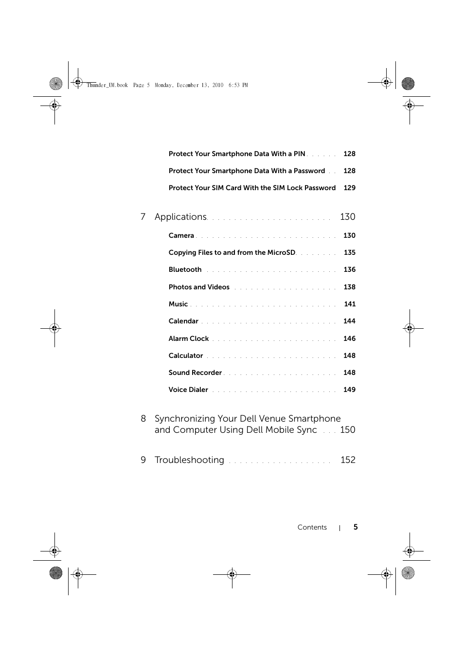 7applications, 150 9 troubleshooting | Dell Mobile Venue User Manual | Page 5 / 161