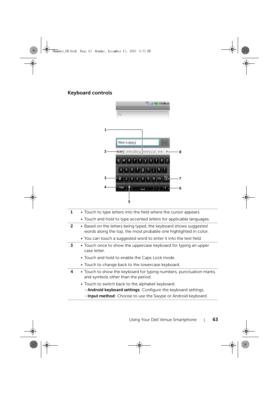 Keyboard controls | Dell Mobile Venue User Manual | Page 63 / 161